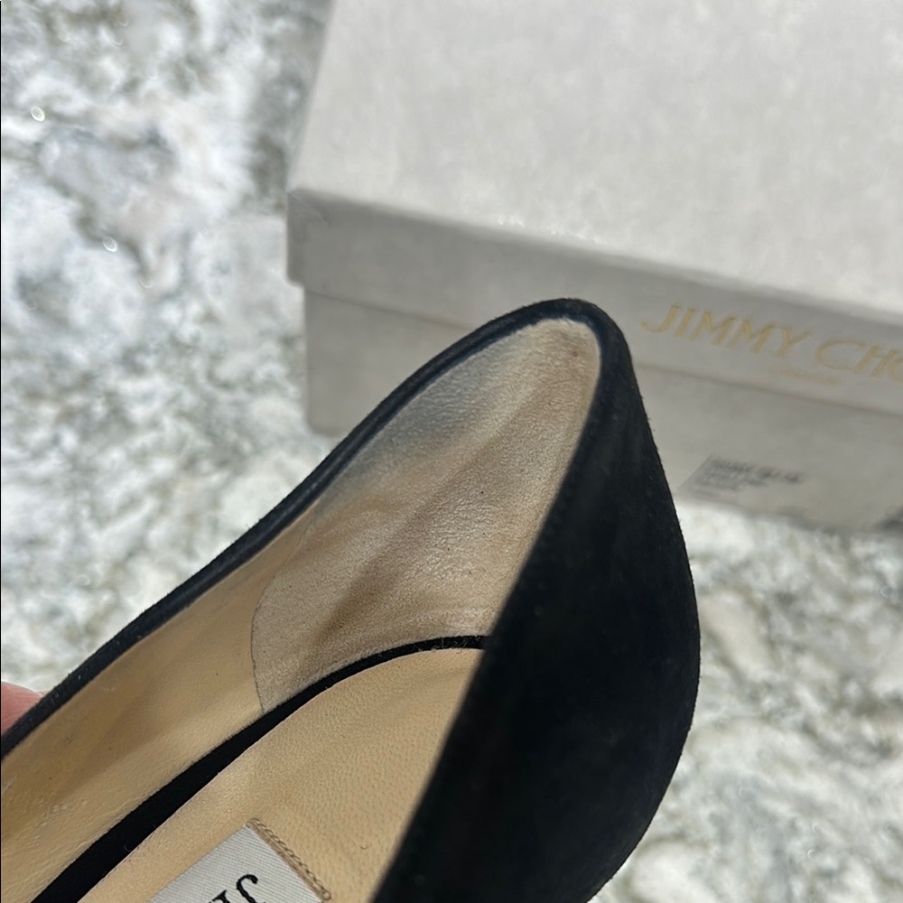 Jimmy Choo Romy 85 Black Suede Pump - Picture 11 of 12